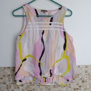 Lilla P Coton Abstract Print Tank Top